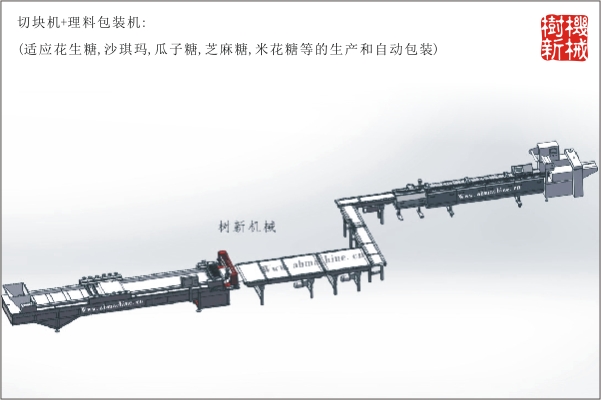 切塊機(jī)+理料包裝流水線(xiàn)(沙琪瑪，花生糖，米花糖，沙琪瑪?shù)纳a(chǎn)到包裝全線(xiàn)自動(dòng)）